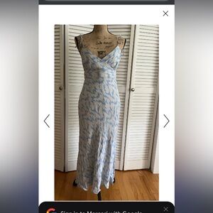 J.Crew 100% Silk Bias-Cut Slip Dress | Blue & Sand Ikat Print